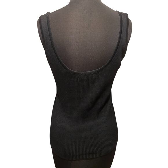 Ellen Tracy Linda Allard Black Knit 100% Silk Sleeveless Vintage Top Sz S/M - Picture 2 of 4